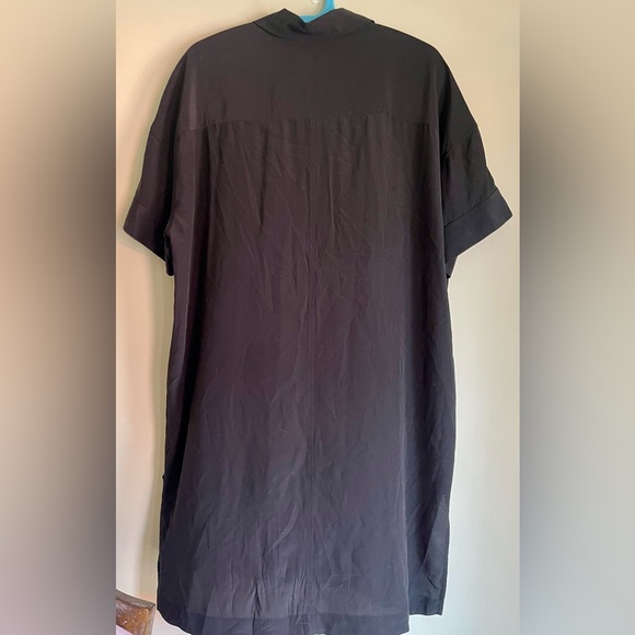 Athleta Shirt Shift Dress Medium Black 100% Silk - Picture 2 of 4